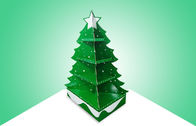 Exposição verde da pálete do cartão da árvore de Natal para promover brinquedos, projeto de travamento do olho
