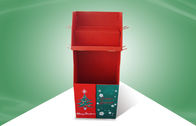 Exposição de assoalho ereta livre do cartão da unidade de exposição do vermelho com os ganchos para presentes do Natal