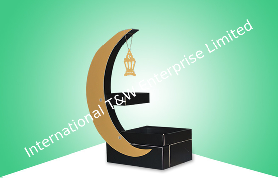 comprar Modelo atraente da forma da lua da exposição do cartão com a prateleira para vender doces das crianças online manufacture