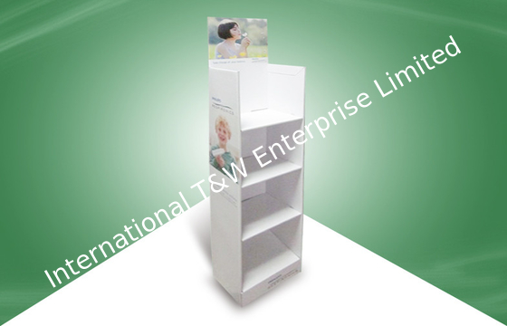 comprar Impressão deslocada ereta livre de unidades de exposição do cartão da prateleira do branco quatro online manufacture