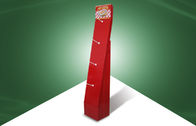 Monte as exposições vermelhas do cartão da posição, suportes de exposição varejos do assoalho com ganchos