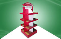 Unidades de exposição eretas livres Eco-amigáveis vermelhas do cartão ondulado quatro prateleiras que Shinning a impressão deslocada