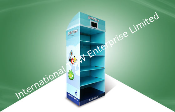 Bom preço. Cinco brinquedos irritados dos pássaros dos suportes de exposição do cartão do POP da prateleira fixados com jogador da tevê on-line